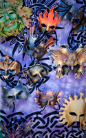 "Display of colorful leather masks"